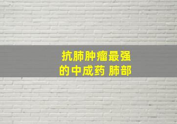 抗肺肿瘤最强的中成药 肺部